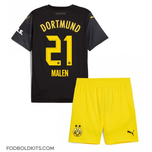 Borussia Dortmund Donyell Malen #21 Udebanesæt Børn 2024-25 Kortærmet (+ Korte bukser)